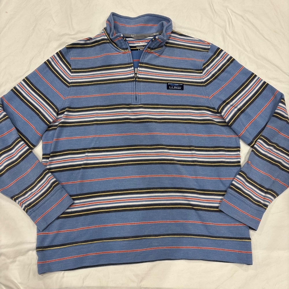 L.L. Bean Striped Half-Zip Pullover